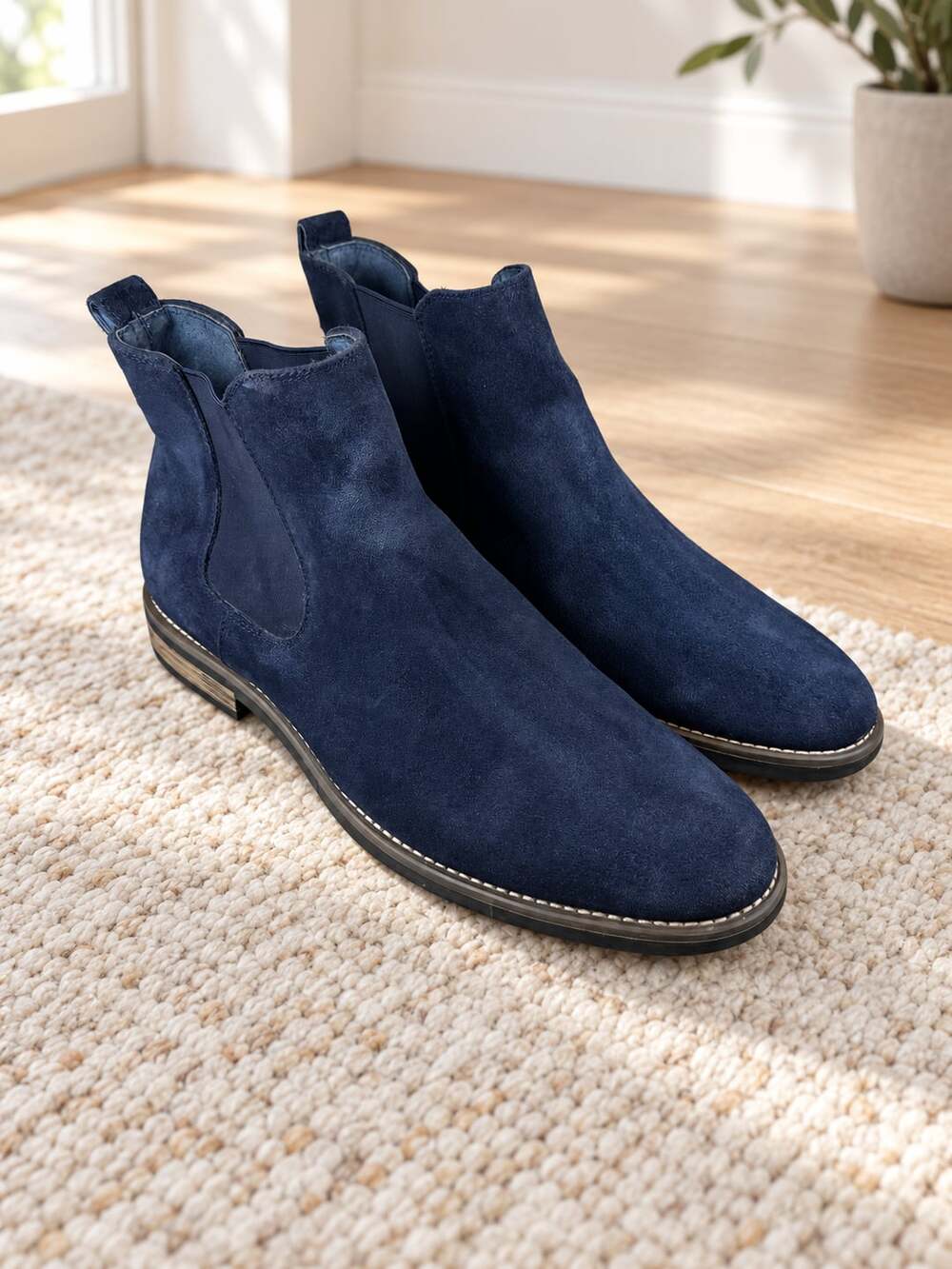 Bruno Marc Urban-06 Mens Navy Suede Chelsea Ankle Boots Slip On Size 10